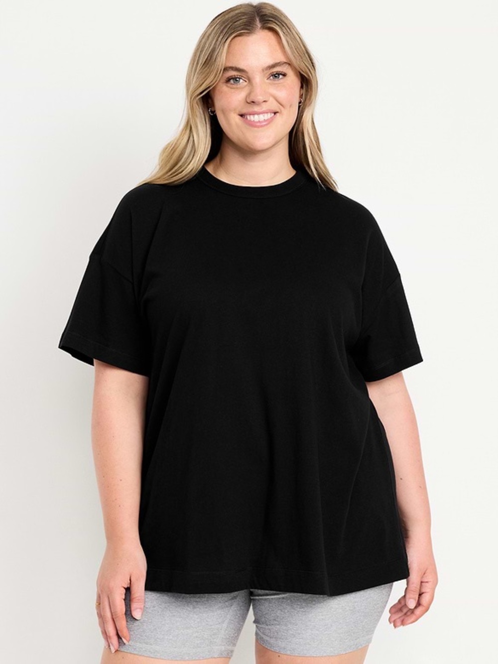 Old Navy Women’s Boxy crew neck Vintage Style T-Shirt Black Relaxed fit
